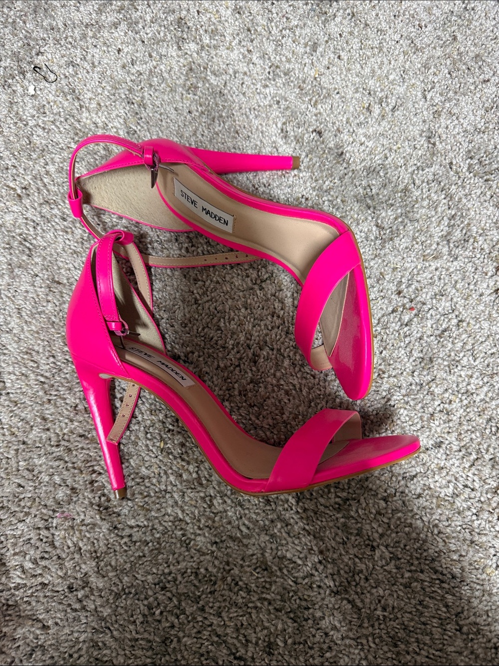 Steve Madden Neon Pink Ankle-Strap Stiletto Sandals